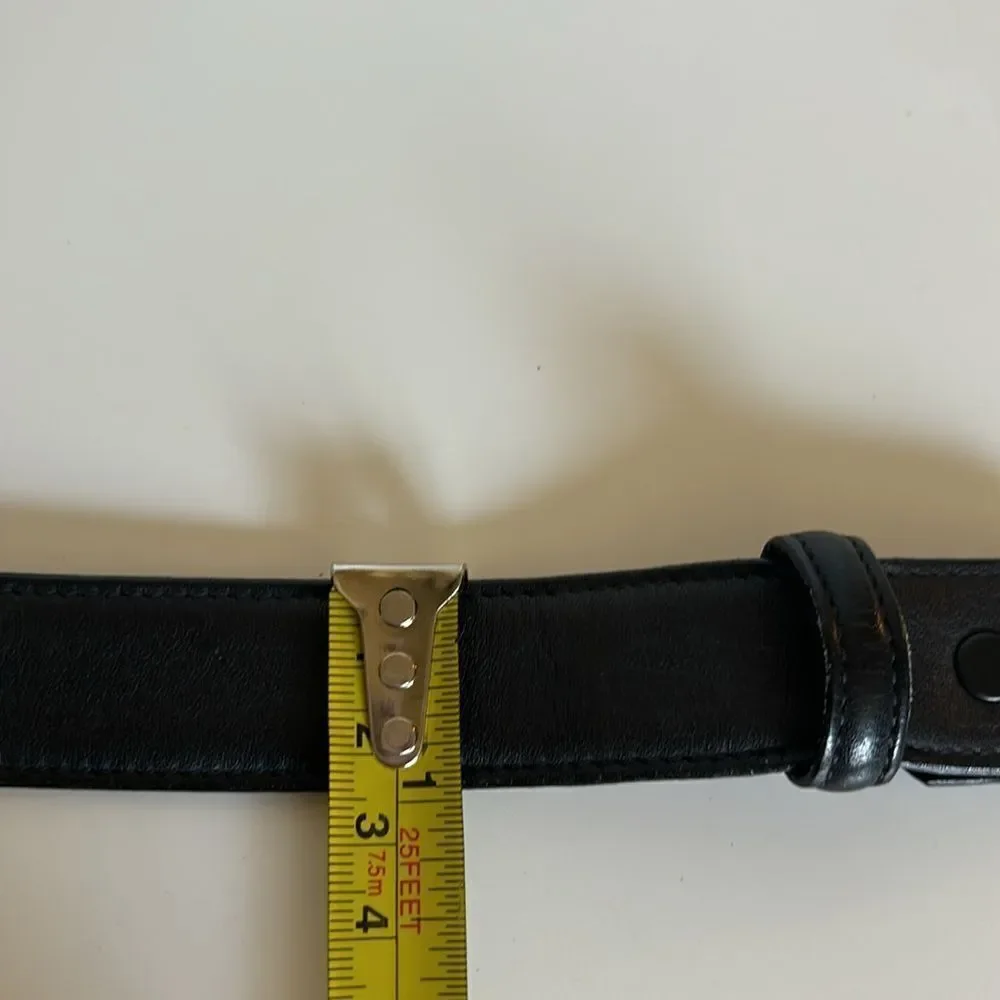 Trafalgar Sterling Silver Glove Leather Belt Size 34 in Black